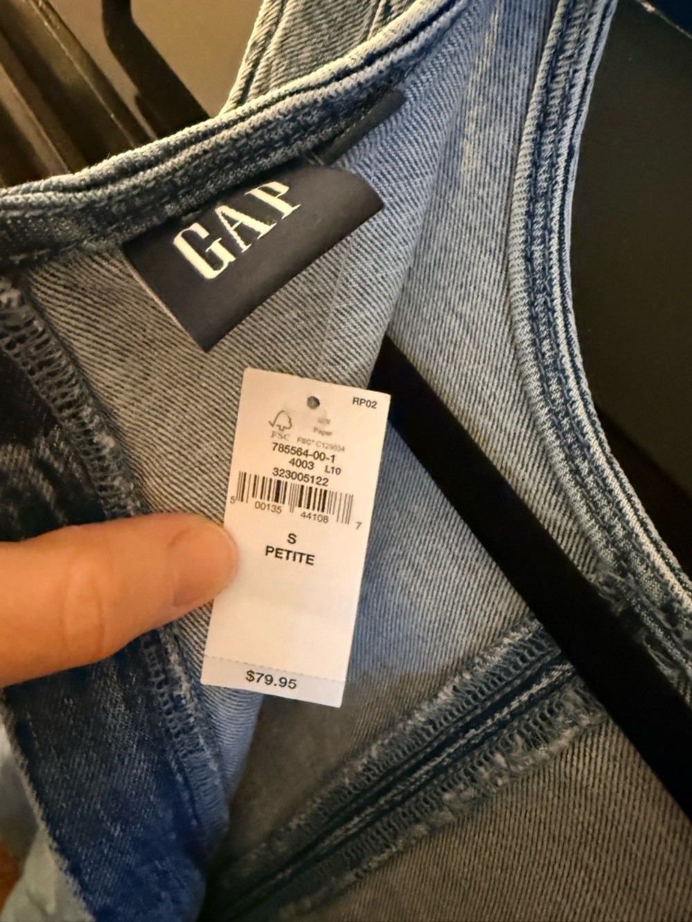 GAP Sleeveless Mini Denim Dress - Light Wash Size Petite Small (W24) - Picture 6 of 13